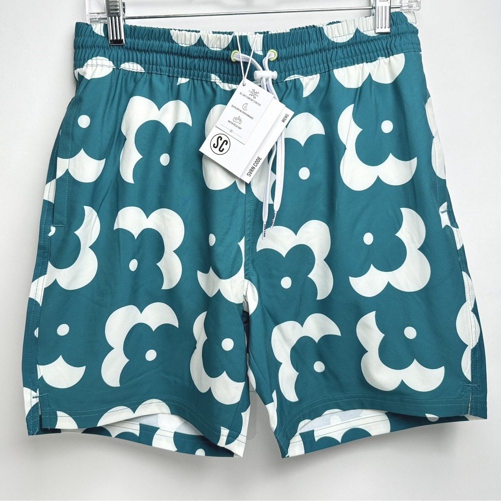 SVRN Sovereign Code Swim Trunks Mens S Teal Hawaiian Board Shorts NEW‎